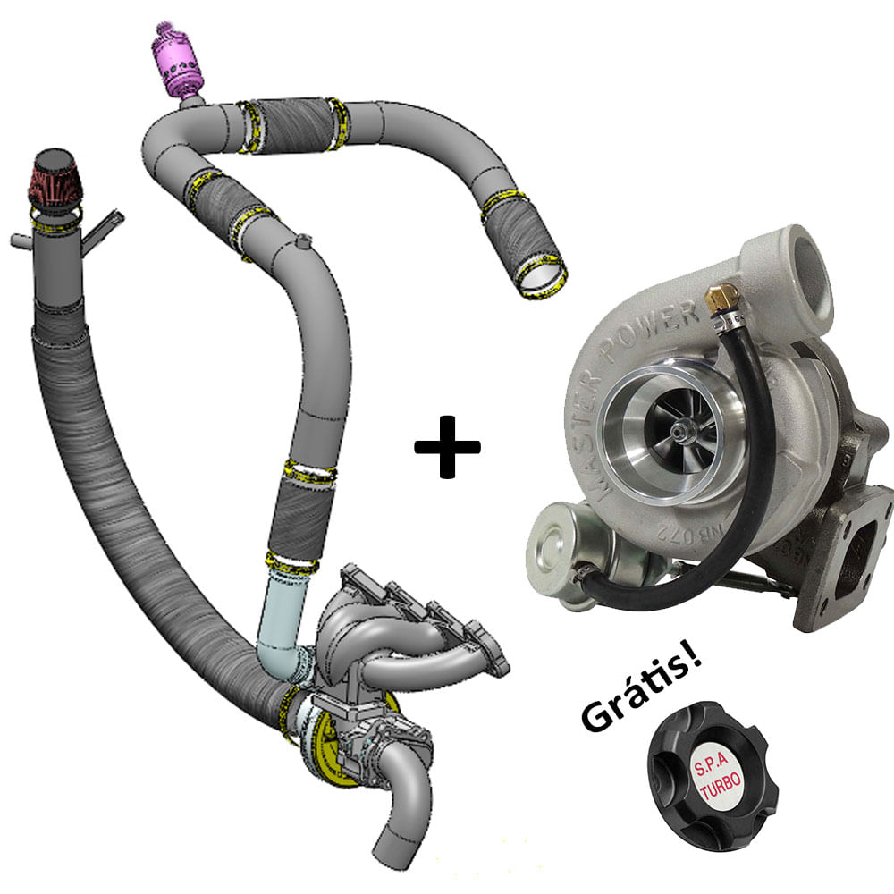 Kit turbo Ford motor Zetec Rocam 1.0 / 1.6 8V +Turbina Master Power .48 T25 spaturbo